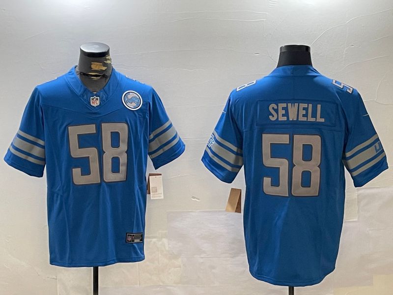 Men Detroit Lions #58 Sewell Blue three generations 2024 Nike Limited NFL Jersey style 2->cincinnati bengals->NFL Jersey